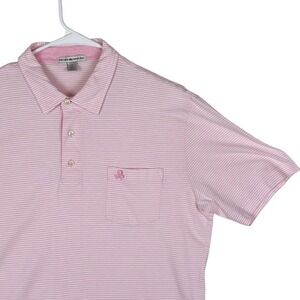 Peter Millar Pink Striped Pima Cotton Pocket Vintage Polo Golf Shirt‎ Men's M